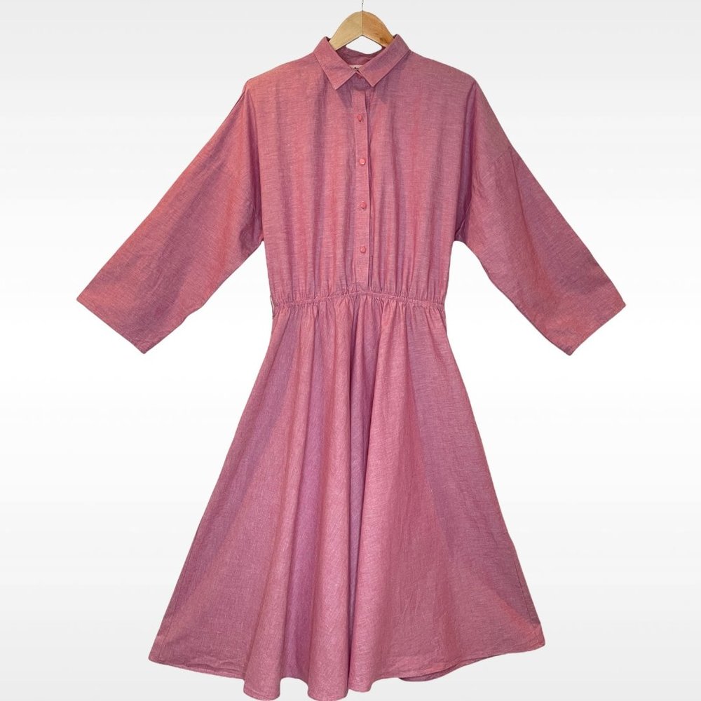 Vintage‎ The American Shirt Dress Long Sleeve Full Skirt Prairie Cottagecore